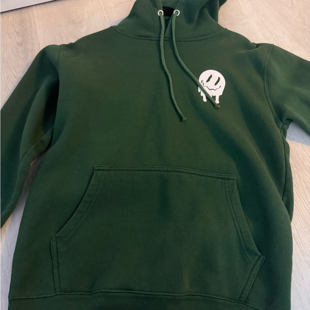 Green Hoodie with Smiley Patch